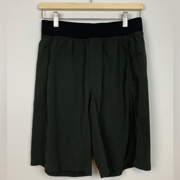 lululemon athletica Other - Lululemon Shorts Men’s Dark Green Black Stripes Size Small Running Activewear